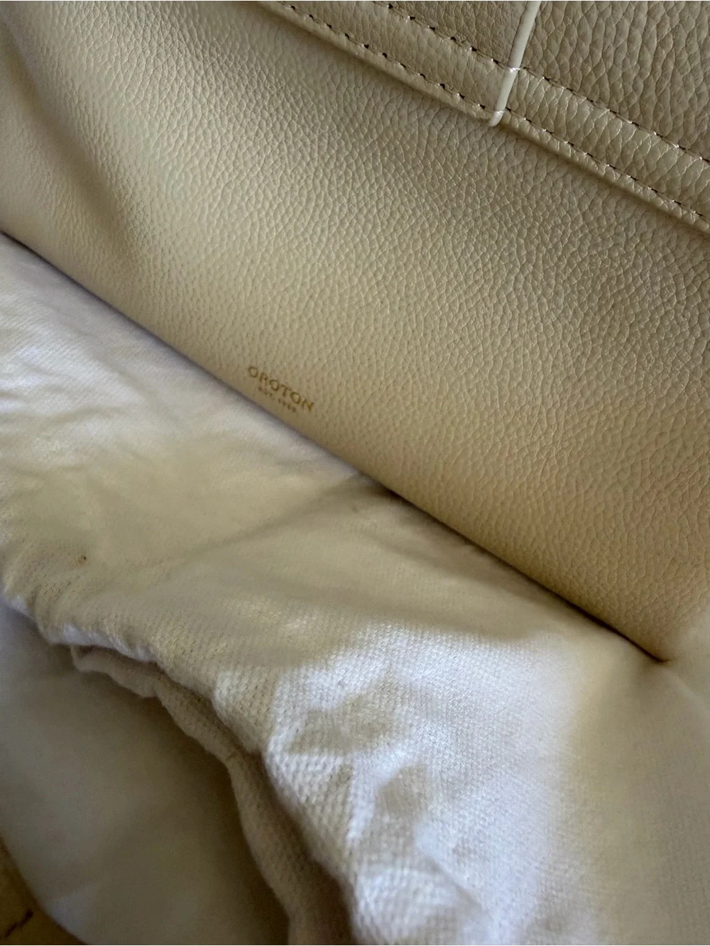 Oroton Neutral Cream Buckle-Front Crossbody Bag